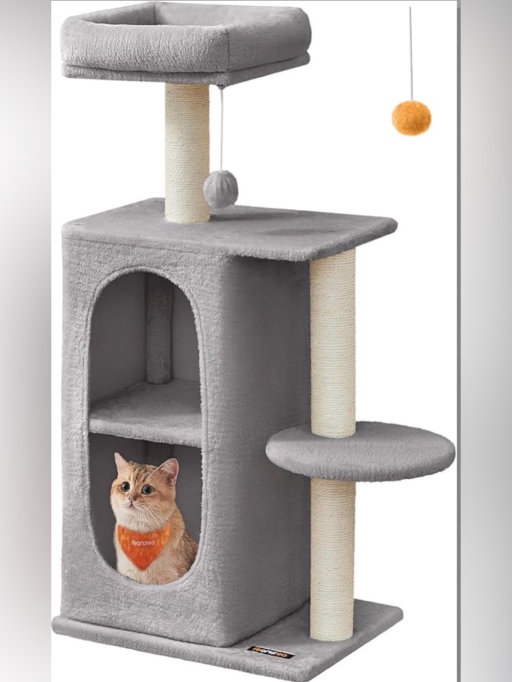Gray Cat Tree Condo with Scratching Posts and Toys - Unbranded
